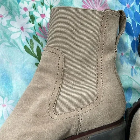 Rag & Bone Shiloh Mid Chelsea Suede Taupe Boots - 39.5